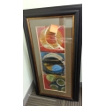 Abstract Decorative Multi-coloured Framed Artwork, 25.5x48"